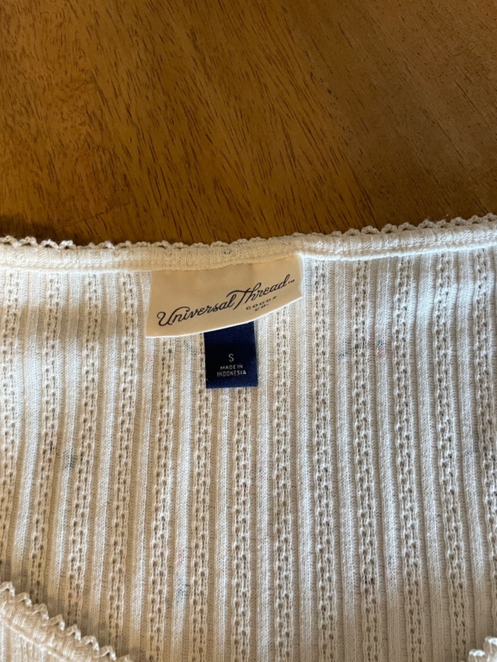 Universal Thread Cream Ribbed Short Sleeve Top